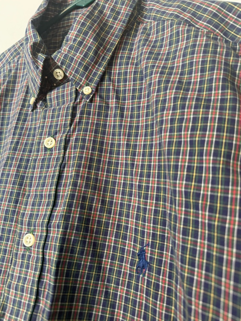 NWT Ralph Lauren Navy and Green Plaid Button-Down Blake Fit Shirt